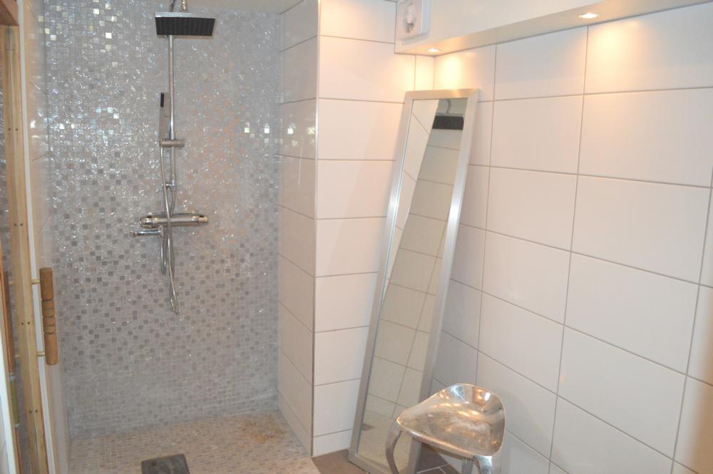 Källarplan dusch vid bastun/ Basement shower and sauna