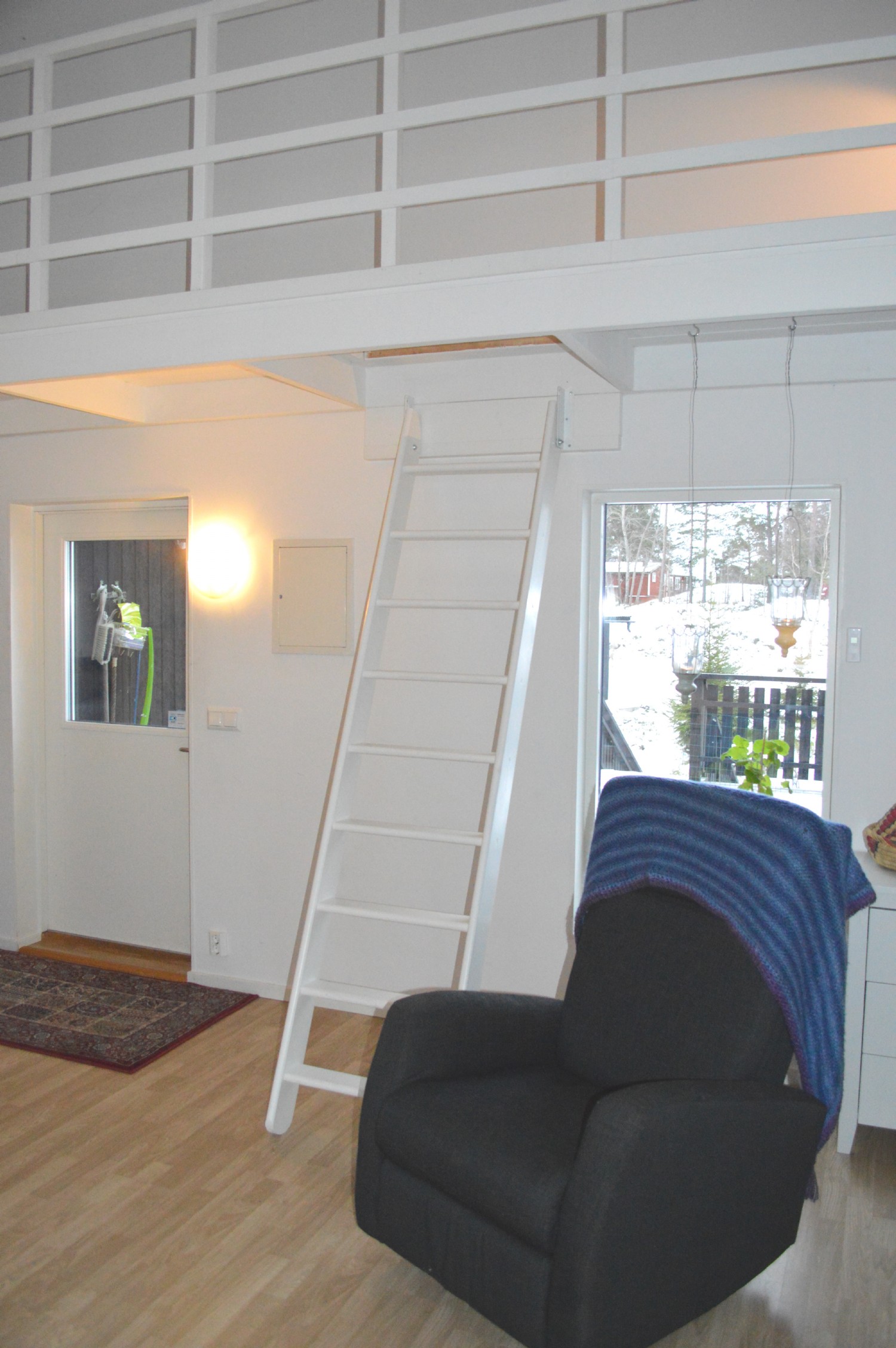 Stege till sovloft/ Ladder to sleeping loft